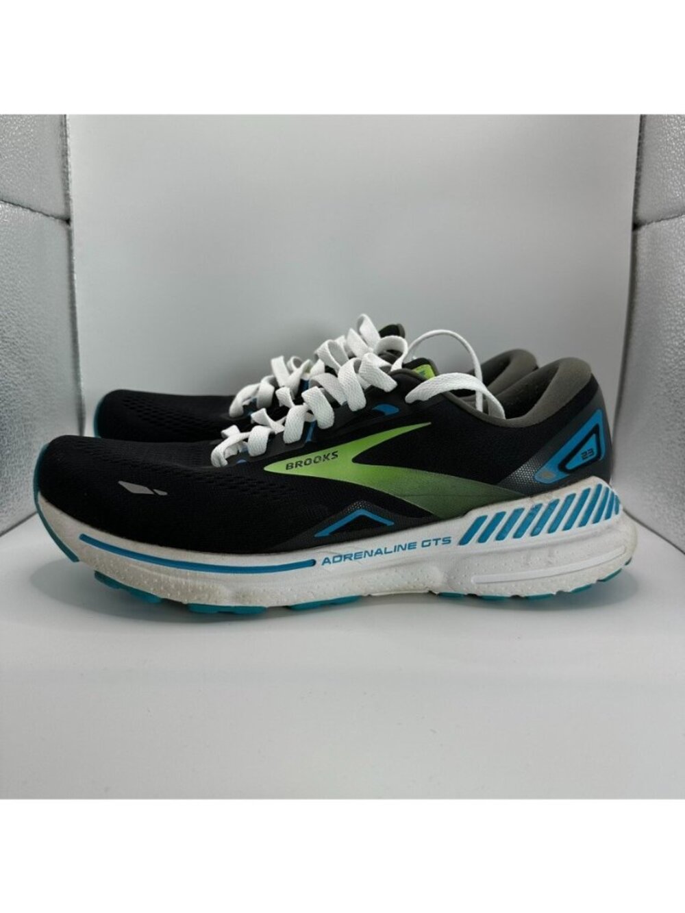 Brooks Adrenaline GTS 23 Shoes Mens Size 9 Black Green Blue Running Cushioned - Picture 5 of 10